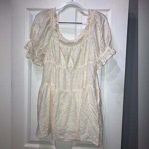 Cream Puff-Sleeve Dress